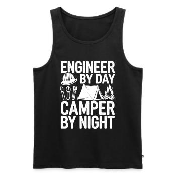 Funny Engineer by Day Camper by Night Engineering - Men's Premium Organic Tank Top - black - Front - Michal (187cm)
