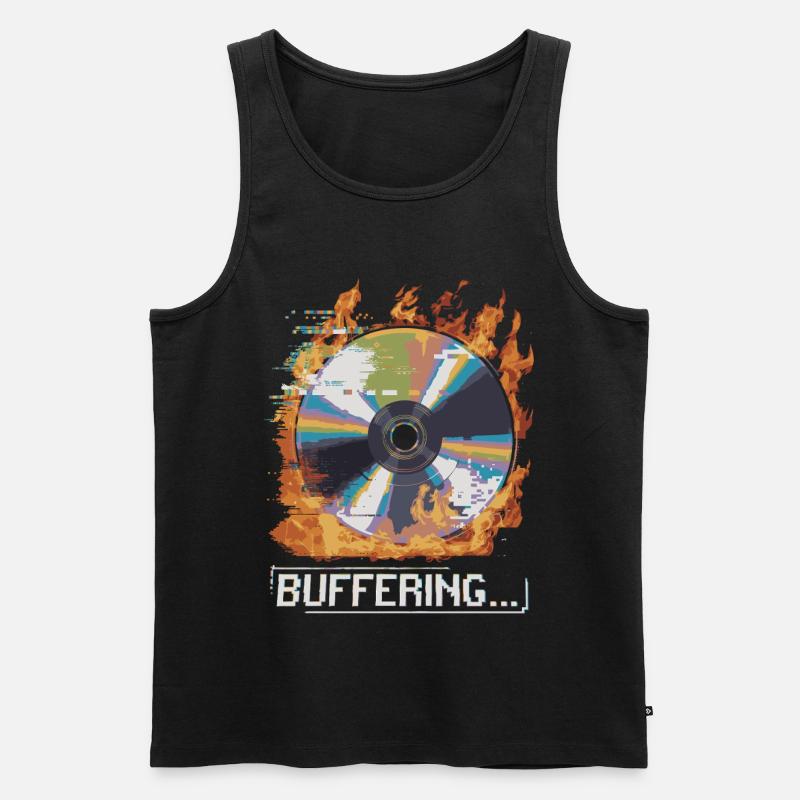 Pufferung... Flamingo Glitched CD Retro Design - Männer Premium Bio Tank Top - Schwarz