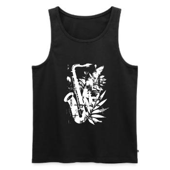 Saxophone Cartoon Style - Débardeur bio Premium Homme - noir - Devant - AI Model Male 178 light (178cm)