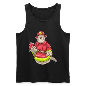 Seal Hache de pompier Brigade de pompiers - Débardeur bio Premium Homme - noir - Devant - Michal (187cm)