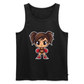 Boxing Girl Cartoon - Men's Premium Organic Tank Top - black - Front - AI Model Male 178 light (178cm)
