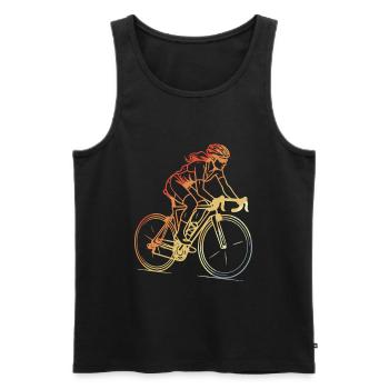 Retro Radfahrerin Line Art - Männer Premium Bio Tank Top - Schwarz - Vorne - AI Model Male 178 light (178cm)