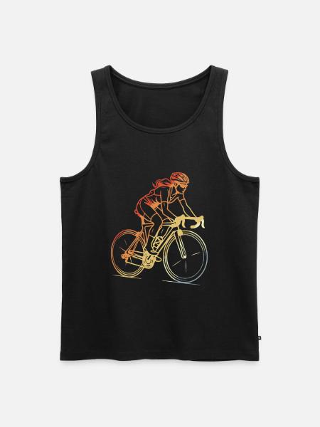 Retro Radfahrerin Line Art - Männer Premium Bio Tank Top - Schwarz
