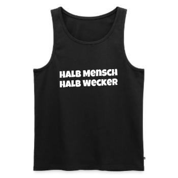 lustiger Morgenmuffel Spruch Schlafmütze Sarkasmus - Männer Premium Bio Tank Top - Schwarz - Vorne - Michal (187cm)