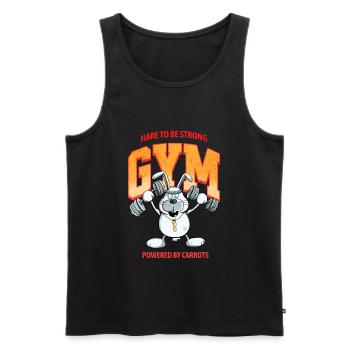 Hare To be Strong Krafttraining Hase Spruch - Männer Premium Bio Tank Top - Schwarz - Vorne - AI Model Male 178 light (178cm)