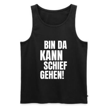 bin da kann schief gehen lustiger humor Spruch - Männer Premium Bio Tank Top - Schwarz - Vorne - AI Model Male 178 light (178cm)