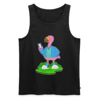 Flamingo Smartphone - Männer Premium Bio Tank Top - Schwarz - Vorne - Michal (187cm)