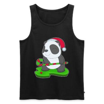 Panda Weihnachten Feldhockey - Männer Premium Bio Tank Top - Schwarz - Vorne - Michal (187cm)