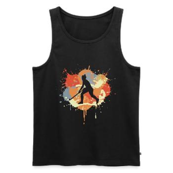 Hockeyspieler Zeichnung - Männer Premium Bio Tank Top - Schwarz - Vorne - Michal (187cm)