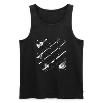 Dessin de pêche - Débardeur bio Premium Homme - noir - Devant - AI Model Male 178 light (178cm)