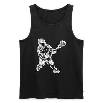 Lacrossespieler Zeichnung - Männer Premium Bio Tank Top - Schwarz - Vorne - Michal (187cm)