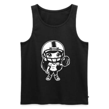 Football Girl Cartoon Stil - Männer Premium Bio Tank Top - Schwarz - Vorne - Michal (187cm)