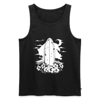 Surfbrett - Männer Premium Bio Tank Top - Schwarz - Vorne - AI Model Male 178 light (178cm)
