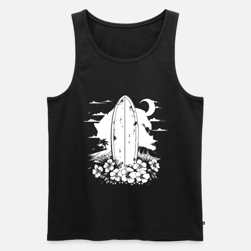 Surfbrett - Männer Premium Bio Tank Top - Schwarz