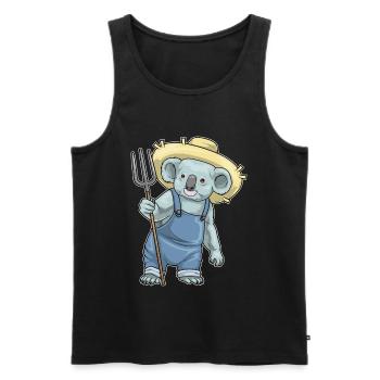 Koala Landwirt Mistgabel Bauernhof - Männer Premium Bio Tank Top - Schwarz - Vorne - Michal (187cm)