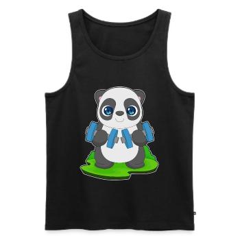 Panda Bodybuilder Dumbbell Bodybuilding - Men's Premium Organic Tank Top - black - Front - Michal (187cm)