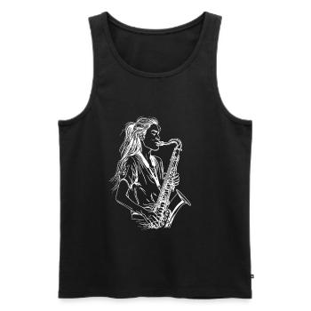 Weiblicher Saxophonist - Männer Premium Bio Tank Top - Schwarz - Vorne - Michal (187cm)