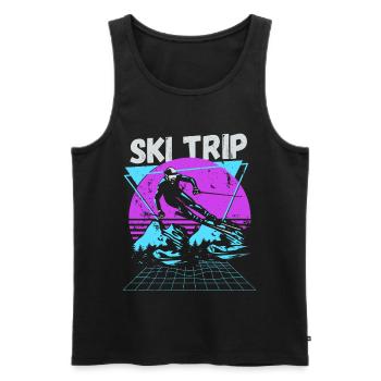 Retro Ski Trip Neon Graphic - Men's Premium Organic Tank Top - black - Front - AI Model Male 178 light (178cm)