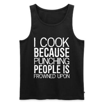 I cook because punching people is frowned upon - Men's Premium Organic Tank Top - black - Front - AI Model Male 178 light (178cm)