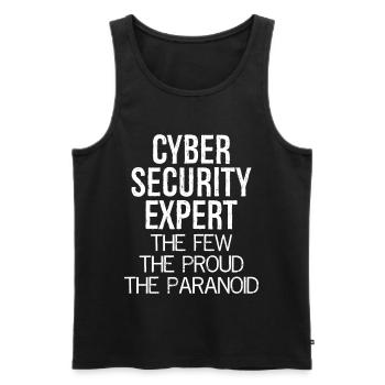 cyber security expert the few the proud paranoid - Men's Premium Organic Tank Top - black - Front - AI Model Male 178 light (178cm)