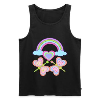 Arc-en-ciel Enfant Enfants Bébé Papillons Coeur - Débardeur bio Premium Homme - noir - Devant - AI Model Male 178 light (178cm)