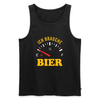 Tankanzeige Ich brauche Bier - Männer Premium Bio Tank Top - Schwarz - Vorne - Michal (187cm)
