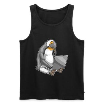 Pinguin Laptop - Männer Premium Bio Tank Top - Schwarz - Vorne - AI Model Male 178 light (178cm)