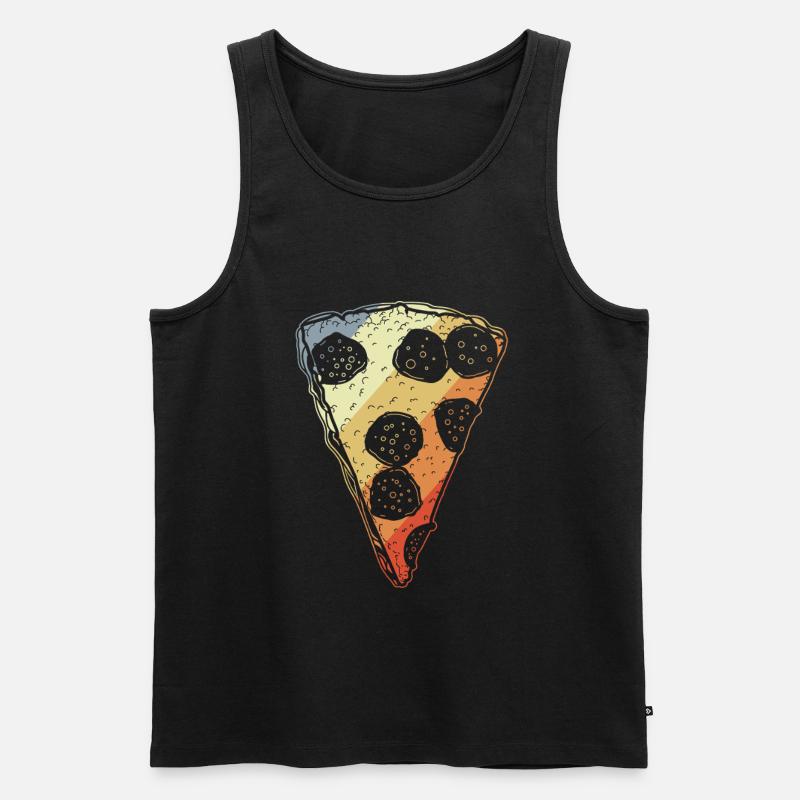 Retro Pizza - Männer Premium Bio Tank Top - Schwarz