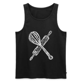 Rouleau à pâtisserie et batteur à main - Débardeur bio Premium Homme - noir - Devant - AI Model Male 178 light (178cm)