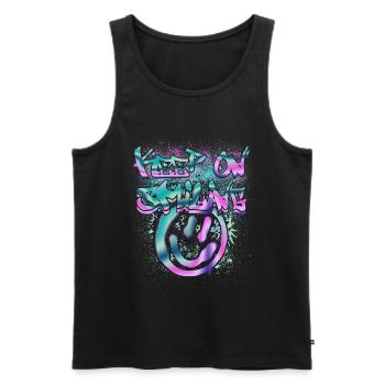 Im Dunkeln leuchtende Smileys und Text - Männer Premium Bio Tank Top - Schwarz - Vorne - Michal (187cm)