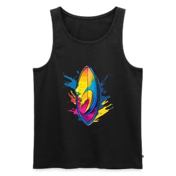 Surfbrett Farbklecks - Männer Premium Bio Tank Top - Schwarz - Vorne - AI Model Male 178 light (178cm)