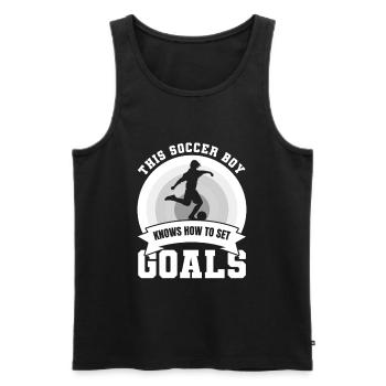 Soccer Boy - Men's Premium Organic Tank Top - black - Front - AI Model Male 178 light (178cm)