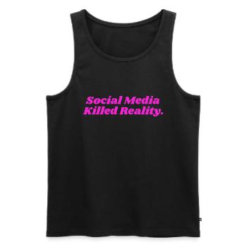 SOCIAL MEDIA KILLED REALITY DAMEN - Männer Premium Bio Tank Top - Schwarz - Vorne - AI Model Male 178 light (178cm)