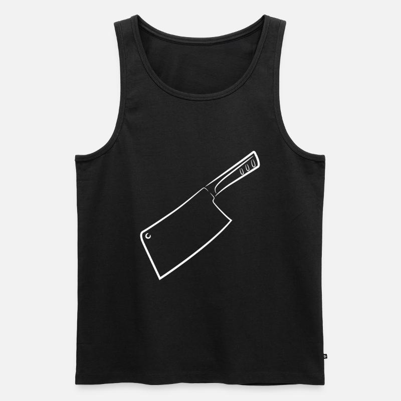 Hackmesser Skizze - Männer Premium Bio Tank Top - Schwarz