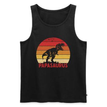 Papasaurus Papa Retro T-Rex Cadeau pour la fête des pères - Débardeur bio Premium Homme - noir - Devant - Michal (187cm)