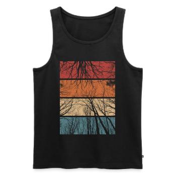 Forest Retro Nature Trees Outdoor Hiking Gift - Men's Premium Organic Tank Top - black - Front - Michal (187cm)