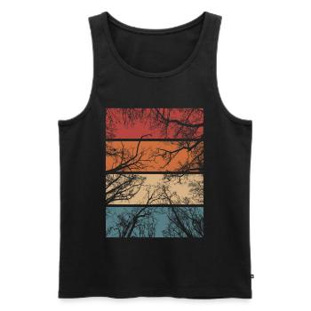 Wald Natur Retro Bäume Outdoor Wandern Geschenk - Männer Premium Bio Tank Top - Schwarz - Vorne - Michal (187cm)