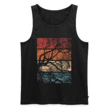 Wald Bäume Retro Natur Outdoor Wandern Geschenk - Männer Premium Bio Tank Top - Schwarz - Vorne - Michal (187cm)
