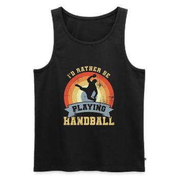 Handballer Spruch Retro Look - Männer Premium Bio Tank Top - Schwarz - Vorne - Michal (187cm)