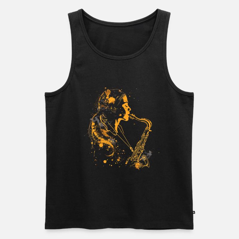 Saxophon Mädchen Graffiti - Männer Premium Bio Tank Top - Schwarz