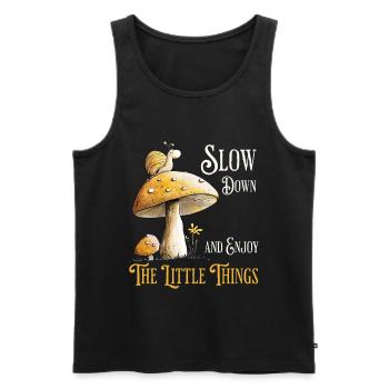Schnecke Auf Pilz Natur Wald Spruch - Männer Premium Bio Tank Top - Schwarz - Vorne - AI Model Male 178 light (178cm)
