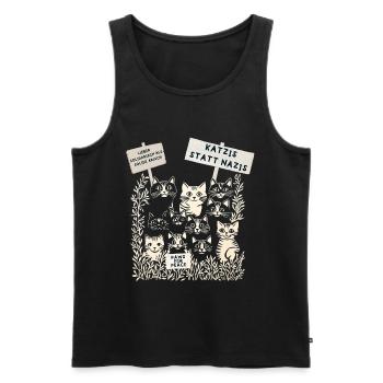 Demo Katzen gegen rechts  - Männer Premium Bio Tank Top - Schwarz - Vorne - Michal (187cm)