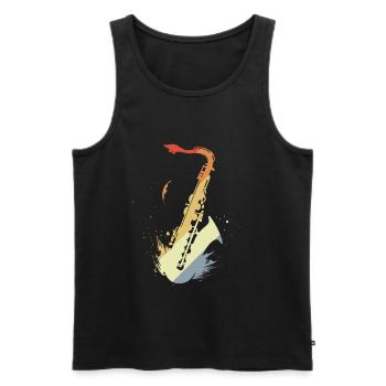 Saxophone Vintage Look - Débardeur bio Premium Homme - noir - Devant - AI Model Male 178 light (178cm)