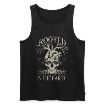 Verwurzelt in der Erde - Totenkopf und Herz Gothic Kunst - Männer Premium Bio Tank Top - Schwarz - Vorne - AI Model Male 178 light (178cm)