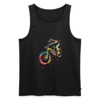 Mountainbiken - Männer Premium Bio Tank Top - Schwarz - Vorne - Michal (187cm)