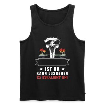 It's escalating anyway! Customizable Name Strauss - Men's Premium Organic Tank Top - black - Front - AI Model Male 178 light (178cm)
