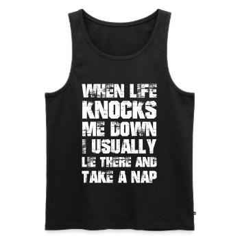 when life knocks me down I usually lie take a nap - Männer Premium Bio Tank Top - Schwarz - Vorne - AI Model Male 178 light (178cm)