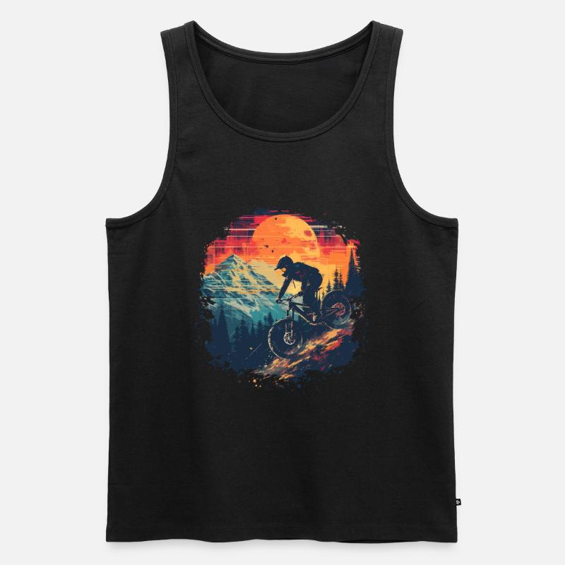 Mountainbiking Synthwave - Männer Premium Bio Tank Top - Schwarz