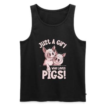 Juste une fille qui aime les cochons Cochon Cochon - Débardeur bio Premium Homme - noir - Devant - AI Model Male 178 light (178cm)