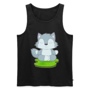 Wolf Yoga Fitness Meditation - Männer Premium Bio Tank Top - Schwarz - Vorne - AI Model Male 178 light (178cm)